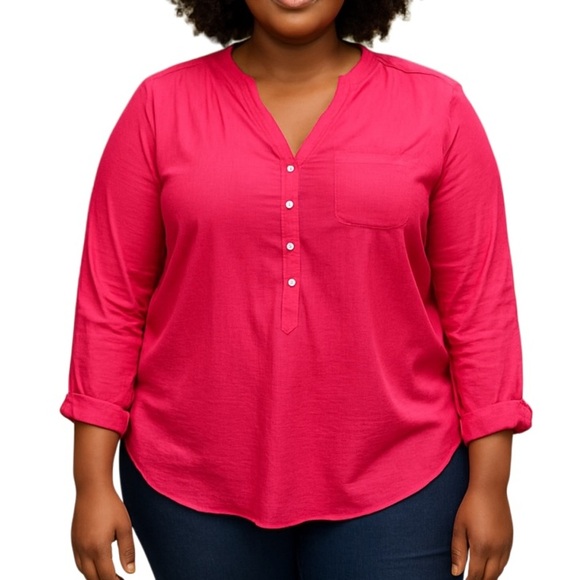 Old Navy Women's Pink Button-Up Tunic Top - Picture 1 of 9